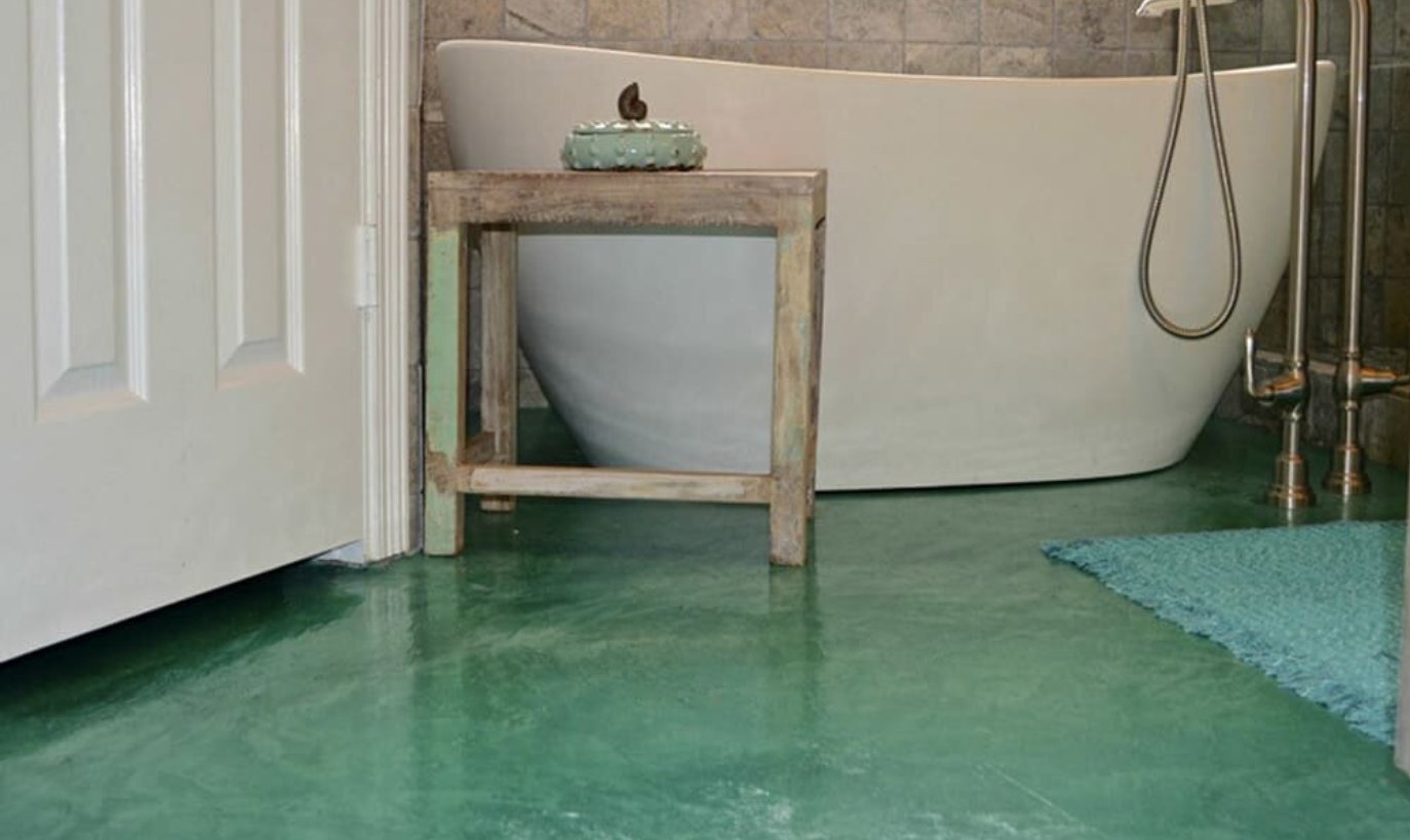 bathroom Stained concrete floor